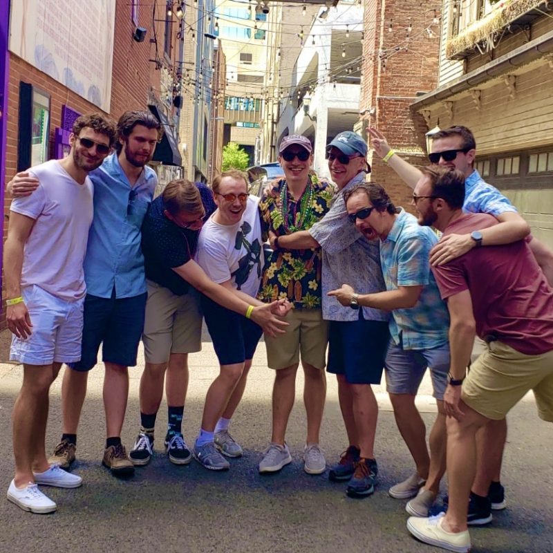 Bachelor Party Tour Group Being Goofy In Printers Alley