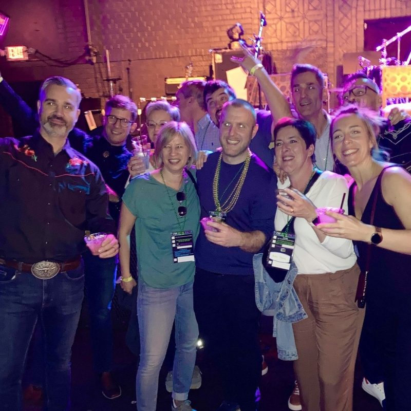 Corporate Tour Group Posing For Photo At Bowie's In Nashville