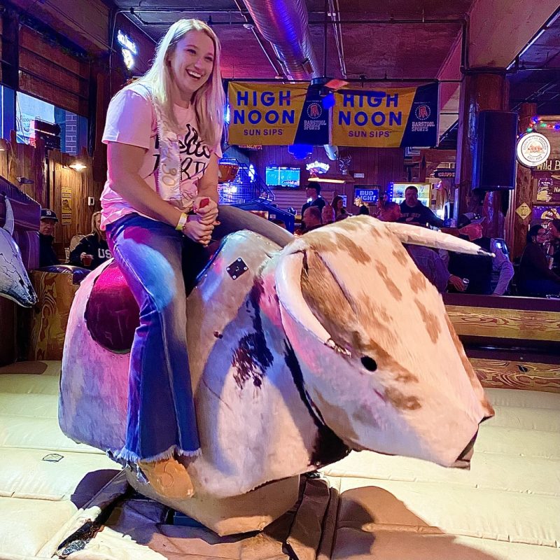 Pub Crawler Riding Mechanical Bull For Her 30th Birthday