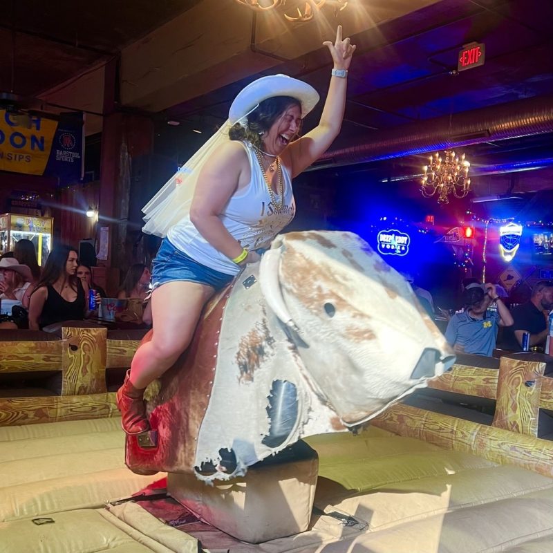 Bachelorette Riding The Mechanical Bull At Wild Beaver Saloon