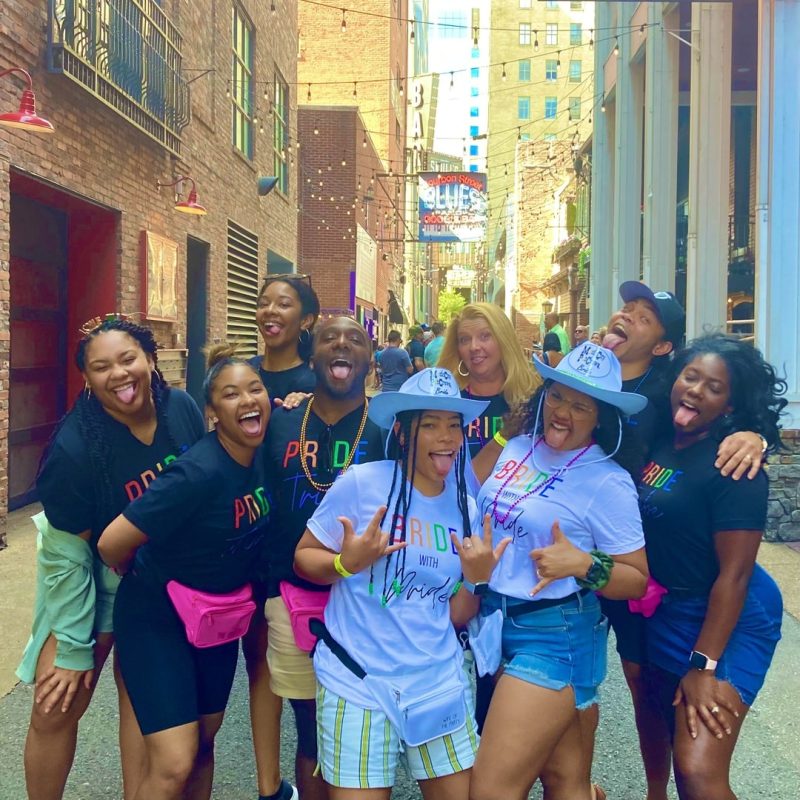Pride Bachelorette Party Posing For A Picture
