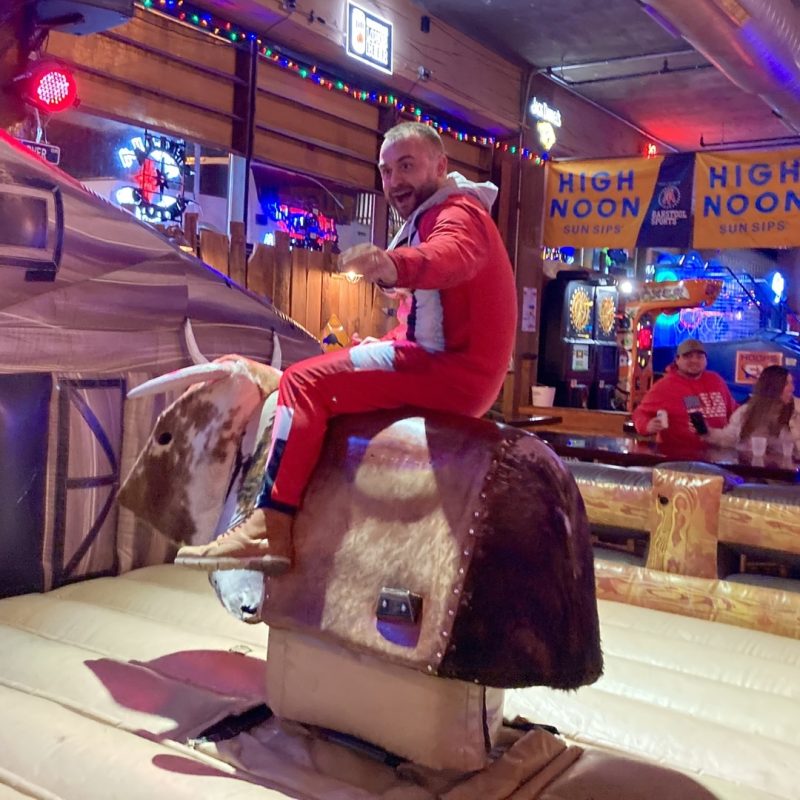 Santa Bull Riding At Wild Beaver Saloon In Nashville