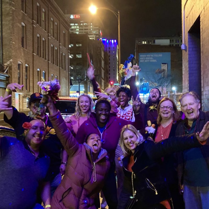 Stupid Cupid Pub Crawl Attendees Jumping For Joy Outside Bowie's In Nashville