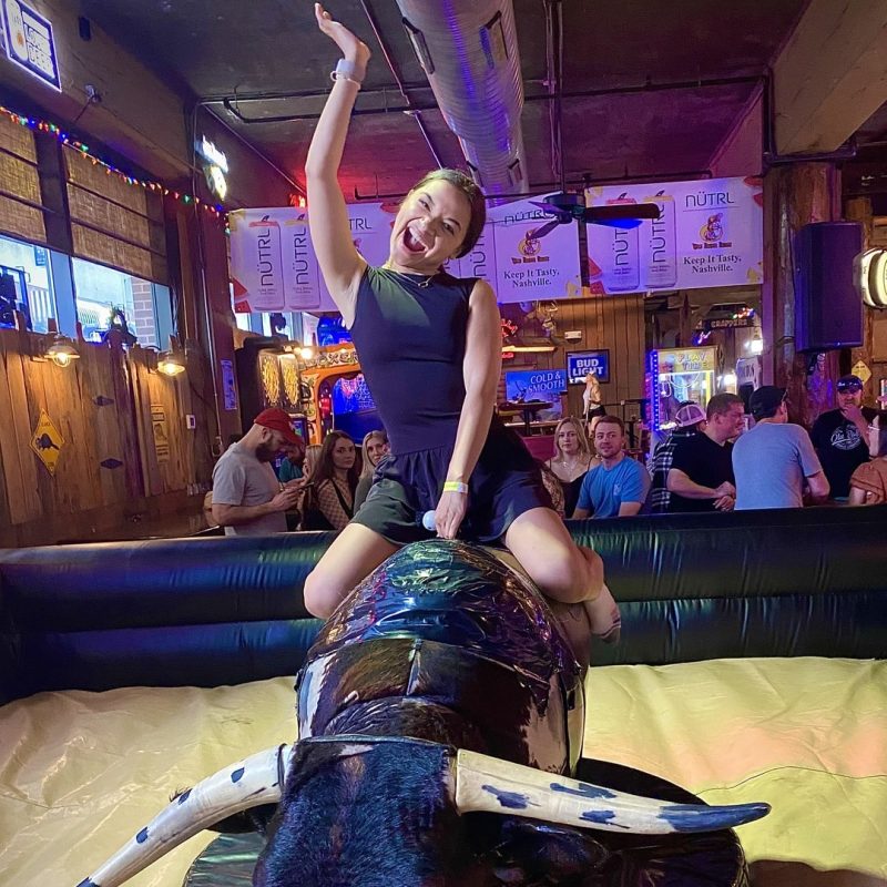 Fiancé Riding Mechanical Bull On Nashville Bar Tour