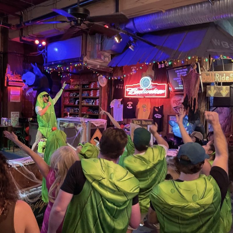 Guest Wearing Singing Karaoke In Pickle Costume