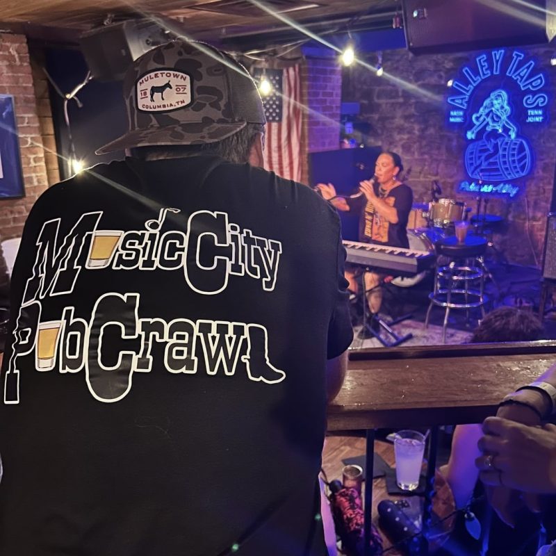 Tour Guide Wearing Music City Pub Crawl T-shirt